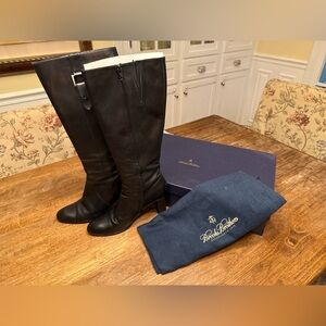 Brooks Brothers Black Leather Tall Boots – Size 9 | Made in Italy